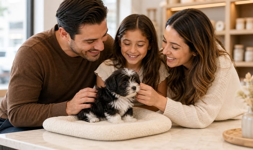 Inside a Wellspring Puppies location in the Dallas–Fort Worth area, a calm space where families meet their puppy